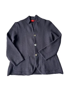 ISAIA Napoli Men’s Sweater Wool Cardigan Sz S 35 Inch Chest Dark Navy Blue  - Picture 1 of 12