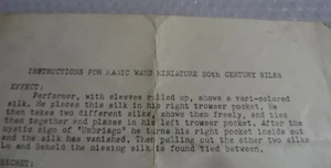 tRICK INSTRUCCIONES VARITA MÁGICA MINIATURA SIGLO 20 SEDAS DE COLECCIÓN EFÍMERA neocurio - Imagen 1 de 2