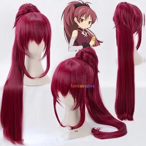 Peluca Cosplay Cola de Caballo Cabello Resistente al Calor Puella Magi Madoka Magica Sakura Kyoko - Imagen 1 de 5