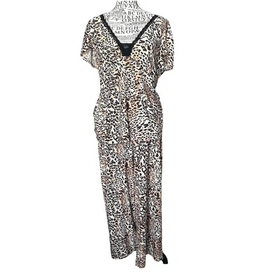 Conjunto de ropa de dormir Gilligan & OMalley XL crema/marrón/bronceado animal estampado pijama leopardo Foto 1 de 4