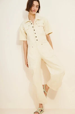 Macacão Free People We The Free Maxie lavado S 4 feminino creme novo com etiquetas 45210 - Imagem 1 de 4