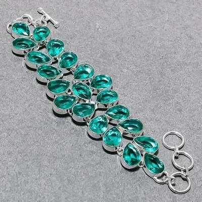 Facettierter Apatit Birnenform Edelstein Handarbeit Mode Ethno Schmuck Armban... - Bild 1 von 4