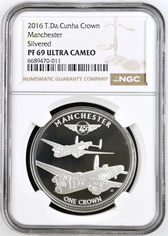 2016 T Da Cunha Manchester Silvered Crown B-17 Flying Fortress NGC PF 69 UC - Image 1 of 4