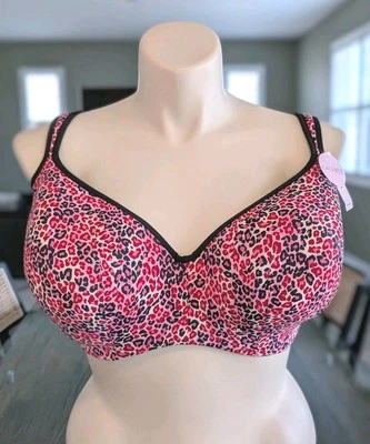 Sujetador con aros liso estampado animal rosa y negro Cacique 42H nuevo con etiquetas Foto 1 de 4