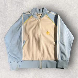 Vintage 80s Adidas Trefoil Track Jacket Blue Gold Taiwan Mens Size Small *Flaws - Picture 1 of 10