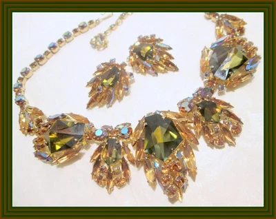 Sherman ROOT BEER & CHAMPAGNE TOPAZ - REVERSE CRYSTAL CLUSTER NECKLACE SET NR - Image 1 of 4