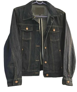 Jean Jacket W/Art Design Dark Blue Denim RN# 62136 Style 13885 Size L Guess USA - Picture 1 of 11