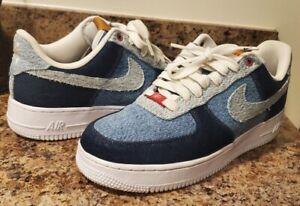 NIKE X LEVIS Air Force 1 By You Id CUSTOMS Blue Denim White Red Mens Size 9.5 🤩