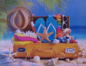 Jigsaw Puzzle Beach Vacation Time Gear Accessories Shells 500 piece NEW 19"x14" - Picture 1 of 1