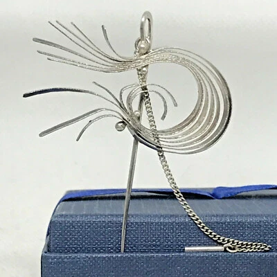 SPILLA SPILLONE PERIODO BRUTALISTA '60/'70 IN ARGENTO 800 A ELEMENTI MOBILI - Immagine 1 di 4