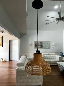 Hand Woven Rattan Pendant Light - Picture 1 of 5