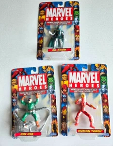 ToyBiz Marvel Heroes action figure posabili in miniatura DocOck HumanTorch Dr.Doom - Foto 1 di 2