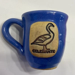 Egan STUDIO ART POTTERY BLUE 3D Goose Duck Coffee Tea Mug Celebrate Cottagecore - Picture 1 of 6