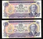2 x 1971 Canada 10 $ billets consécutifs Thiessen Crow FDC6717871-72 CH UNC