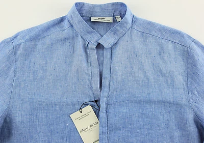 Men's MURANO Sea Blue 100% Linen Shirt Large L NEW NWT NiCe! - Image 1 of 4