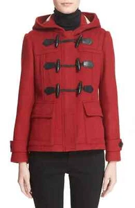 Neu mit Etikett Burberry kurzer Blackwell Wollmantel mit Kapuze rot 6 – fällt klein aus - Bild 1 von 15