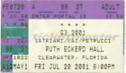 Vintage 2001 Joe Satriani Steve Vai Petrucci Concert Ticket Stub Clearwater FL