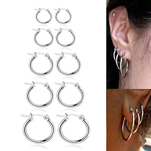 Stainless Steel Small Hoop Earrings Cute Huggie Earrings for Women,8MM-16MM