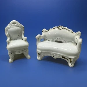Vintage Porzellan Puppenhaus Möbel Sofa Stuhl Japan Mini Möbel Display - Bild 1 von 12