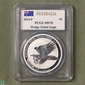 Australia 2014-P Wedge Tailed Eagle $1 PCGS MS70 John M Mercanti Signature Card - Picture 1 of 4