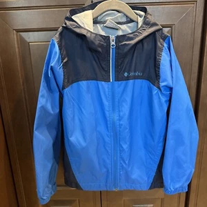 Boys Columbia Hooded Windbreaker/Rain Jacket Blue/Navy Blue Size XS (6/7) - Picture 1 of 5