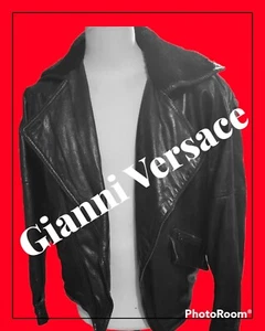 GIANNI VERSACE 5K CUSTOM MADE LEATHER BIKER COAT XL, VINTAGE - Picture 1 of 11