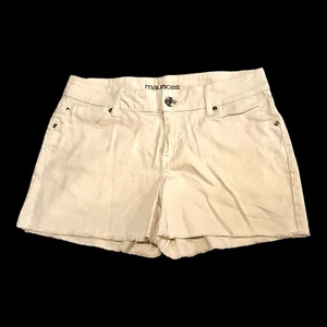 Maurices Women's White Denim Mid Rise Distressed Stretch Shorts Size 8 (31X3) - Picture 1 of 7