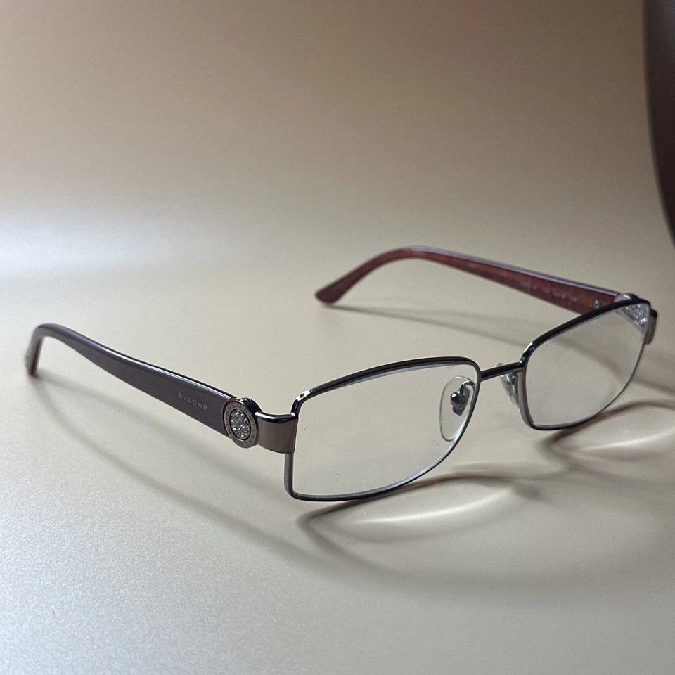 Bvlgari Eyeglasses 2045-B 176 Silver Purple Rectangular Frame Italy 53-16 130 - Image 1 of 4