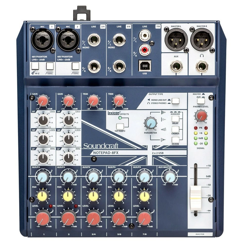 Soundcraft Notepad-8fx 8 Channel Analog Desktop Mixer With USB and Effects