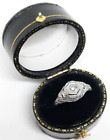 Art Deco Diamond Filigree Engagement Ring O Romance 18k WG Antique Vtg