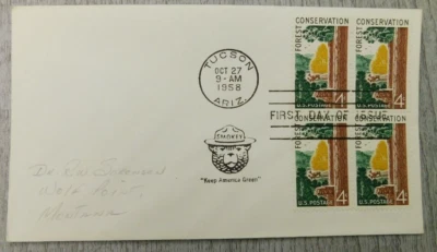 First Day Of Issue Tucson AZ Smokery The Bear 1958 Vintage Stamp Envelope Cover - Image 1 of 4