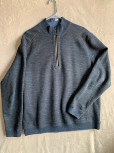 Tommy Bahama Reversible 1/4 Zip Sweater Men's LARGE Long Sleeve Blue - Picture 1 of 11