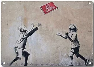 Cartel De Metal Banksy No Juegos De Pelota 200Mm X 140Mm (2F) - Imagen 1 de 1