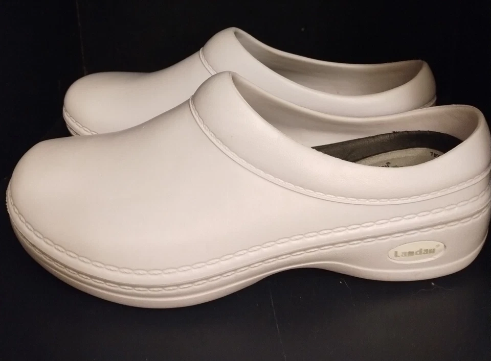 Zuecos cómodos de enfermería Landau Foot Wear RX blancos sin cordones M’s10/W’s12 Foto 1 de 4