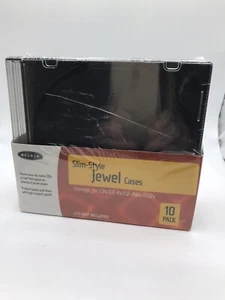 Belkin 10 Pack Standard Plastic Jewel Cases CD DVD Blu Ray Video Game Storage - Picture 1 of 5