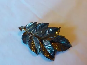 Vintage Denmark RARE Leo Askhim 925s Silver Leaf Pin Brooch 2 1/4" 1969's Marked - Picture 1 of 5