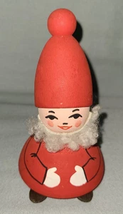 Vtg Swedish folk art red painted wood Santa Claus doll figurine w beard - Picture 1 of 10
