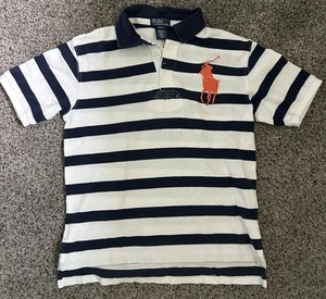 Polo Ralph Lauren Boys Big Pony Polo Rugby Shirt White Youth Kids M 10-12 LOOK! - Picture 1 of 4