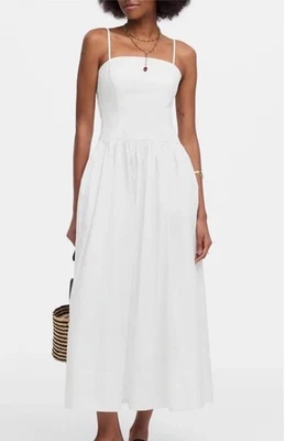 Madewell Midi Dress White Seamed Poplin NEW $148 Sundress Size 6 100% Cotton NWT - Image 1 of 4