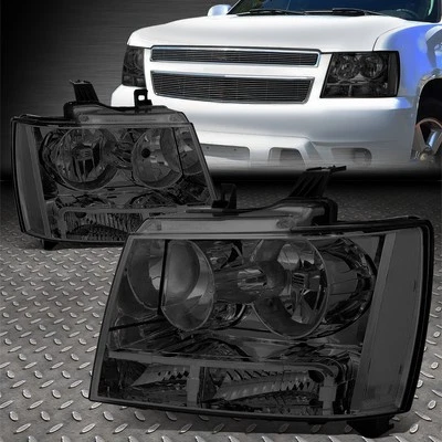 FOR 07-14 CHEVY TAHOE SUBURBAN SMOKED HOUSING CLEAR CORNER HEADLIGHT HEAD LAMPS - Image 1 of 4
