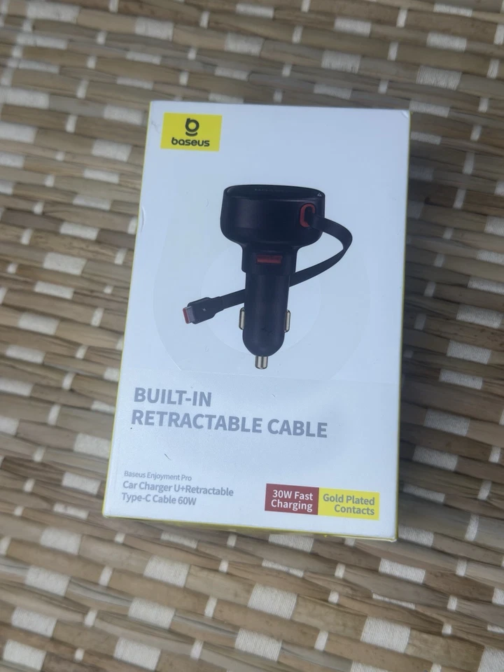 Baseus Enjoyment Pro Car Fast Charger C+Retractable C & iP Cable 60W for iPhone - Image 1 of 4