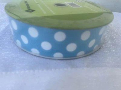 NEW Members Mark. Wired Ribbon . 1.5”” x 50 Yds. Bright Blue Polka Dots White - Image 1 of 4