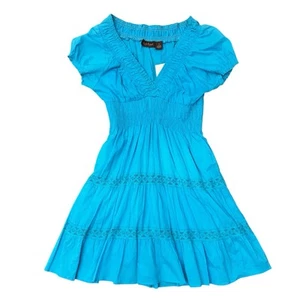 Neu mit Etikett Damen M türkis Sommerkleid V-Ausschnitt Frühling fließend Resortwear Sommer Strand - Bild 1 von 10