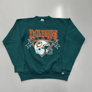 Vintage 90s Team Autographed Dan Marino Miami Dolphins Sweatshirt Mens Size LG - Bild 1 von 14