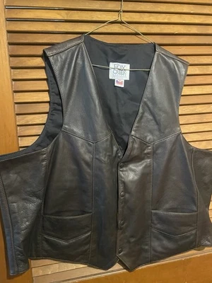 Chaleco de cuero Fox Creek para hombre motocicleta Harley Davidson talla 60 hecho en EE. UU. forrado Foto 1 de 4