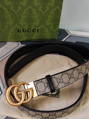 Cinturón Gucci Reversible Supreme Gold GG Talla 105 cm se adapta a EE. UU. 36-38 | EE. UU. Libre de impuestos - Imagen 1 de 4