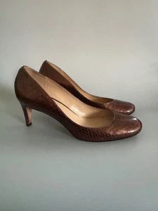 Talbots Mujer Marrón Punta Redonda Slip On Stiletto Zapatos de salón Talla 9.5 B Metálicos - Imagen 1 de 8