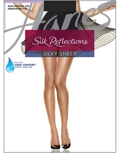 Hanes Non Control Top Reinforced Toe Pantyhose 716 Silk Reflections Wicking Cool - Picture 1 of 12