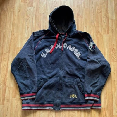 Polo de colección y2k increíblemente descolorido de gran tamaño EE. UU. con capucha con cremallera ¡Talla XXL! Foto 1 de 4