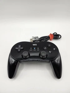 Nintendo Wii Pro Controller Classic Black OEM Official RVL-005 Tested Working - Picture 1 of 11